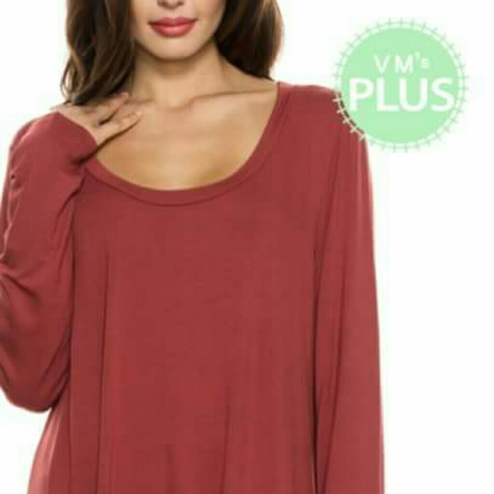Plus size,Scoop Neck, Trapeze Top